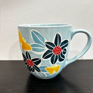 Starbucks Mug Collectible Retired Blue Floral Butterflies 2006 Design